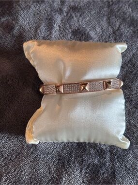 Michael Kors Rose Gold Studded Pavé Cuff Bracelet